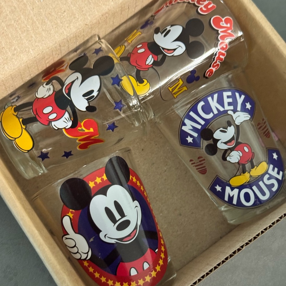 Disney Mickey Mouse Glasses Set — Red, Yellow, Blue, Black